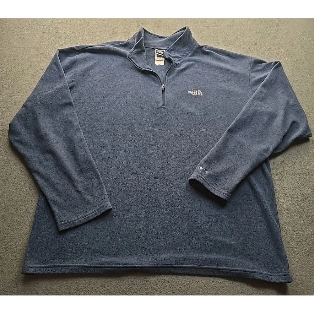 The North Face TKA 100 Fleece Pullover Sweater Men's L Blue 1/4 Zip Lightweight
